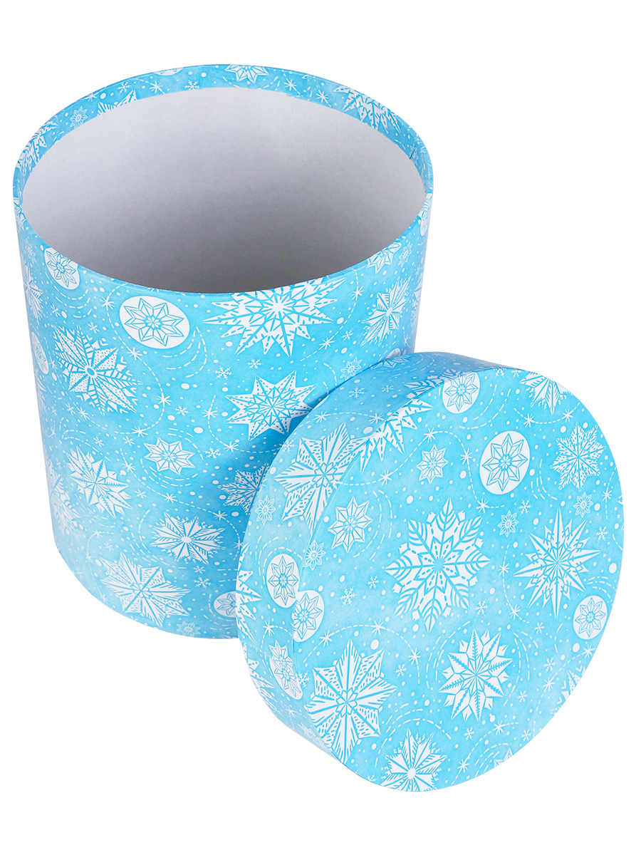 Коробка подарочная 1ШТ Miland 'Снежинки' круглая  Серия 4в1, 16х16х20 см., 1093