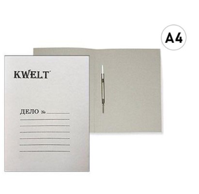 Скоросшиватель картонный Дело KWELT, А4 380г/м2 немелованный, белый, КР-000050 