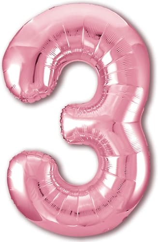 Шар фольга Agura Slim, цифра 3 'Розовая', 40', индивид. уп., европодвес, 755372