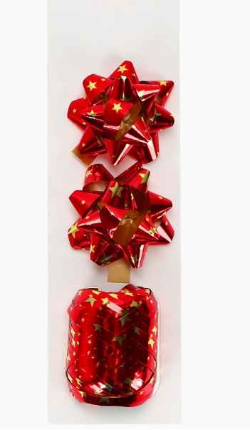 Набор для оформления подарков Красный, 2 банта+лента 5 мм х10 м, БЛ-0373