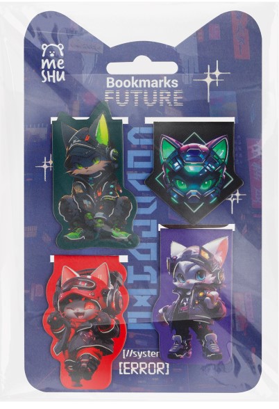 Закладки магнитные для книг, 4 шт, MESHU 'Future', матовая ламинация, фольга, MS_66064