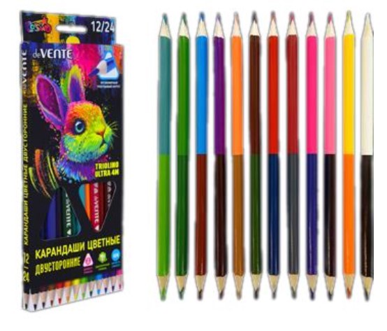 Карандаши цветные двухсторонние 'deVENTE. Triolino Ultra 4М' 12 штук - 24 цвета, 4М, 5024410