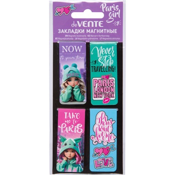 Набор закладок для книг 'deVENTE. Paris Girl' магнитных бумажных, (4 шт;уп), 8065506