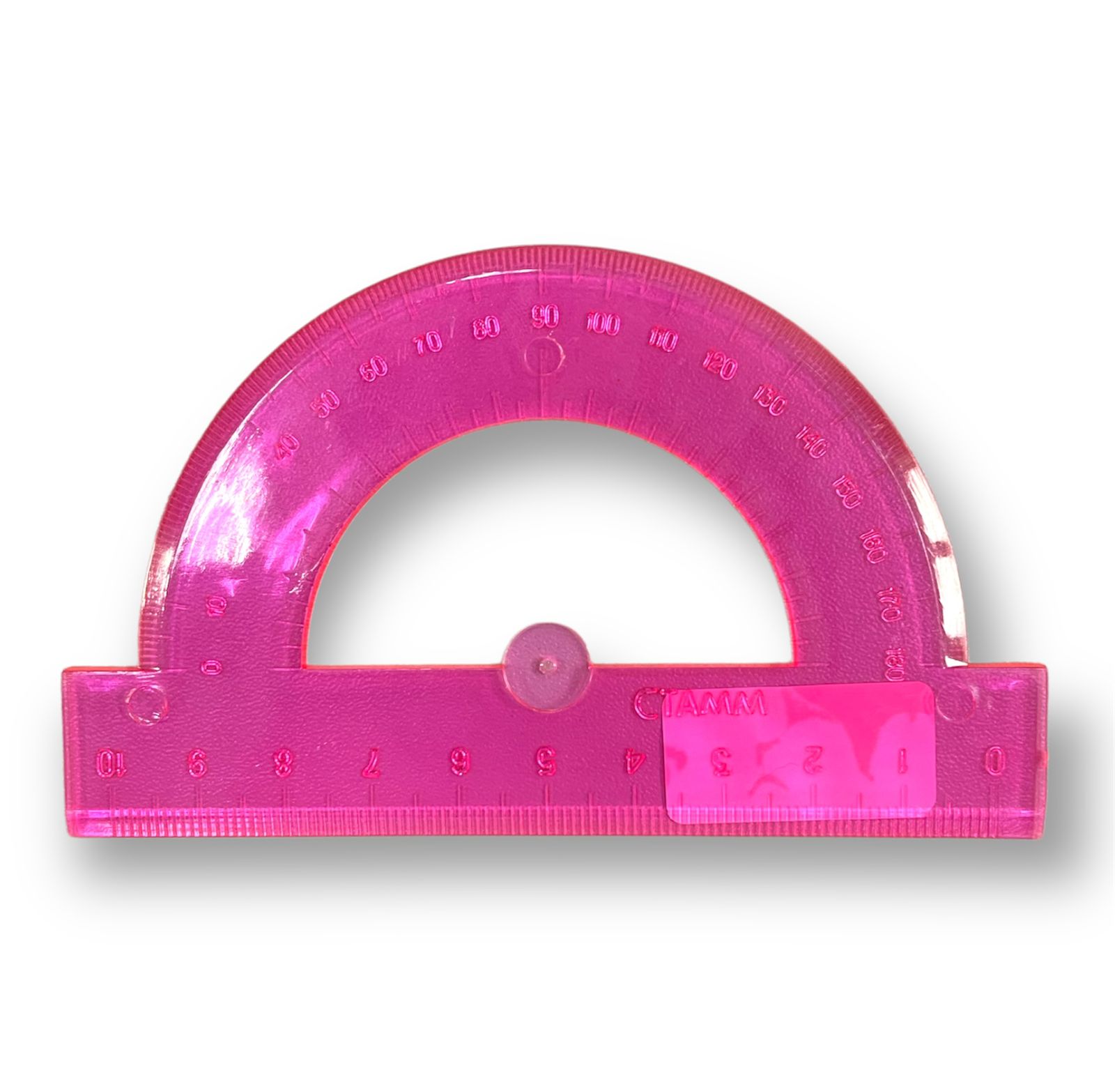 Транспортир 10 см, 180° СТАММ 'Neon Crystal', отливная шкала, ассорти, ТР21