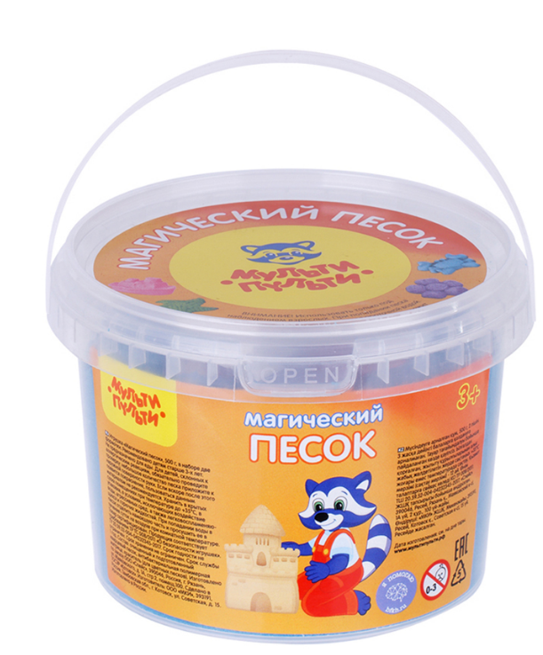 Песок для лепки Мульти-Пульти, Магический песок, синий, 500г, 2 формочки,ПС_15804 / 543 