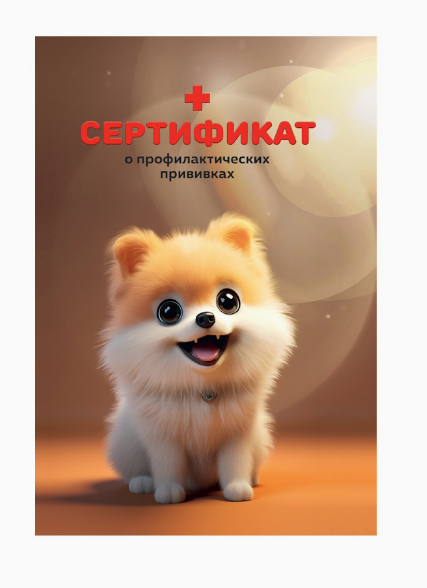Сертификат о профилактических прививках.ШПИЦ.