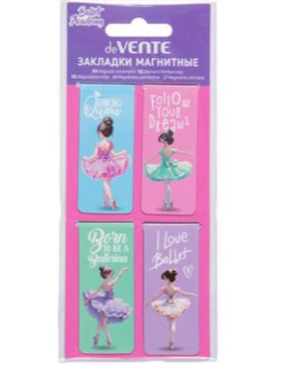 Набор закладок для книг 'deVENTE. Ballet Academy' магнитных бумажных, (4 шт;уп), 8065501