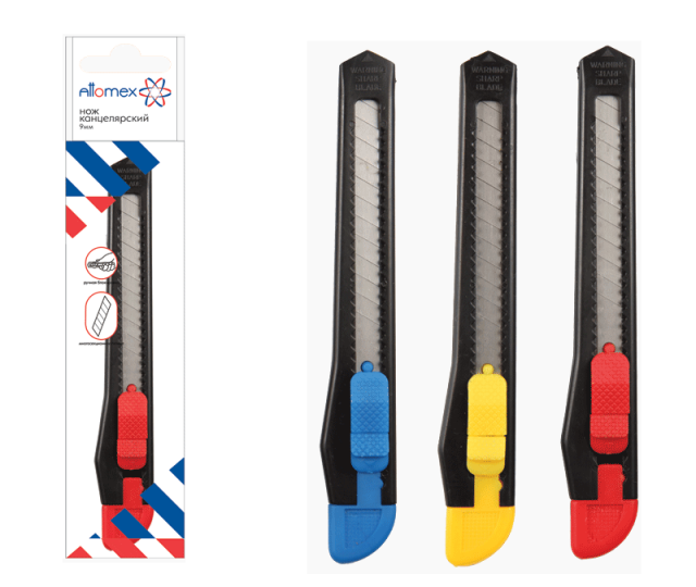 Нож канцелярский Attomex 9 мм, 4090300