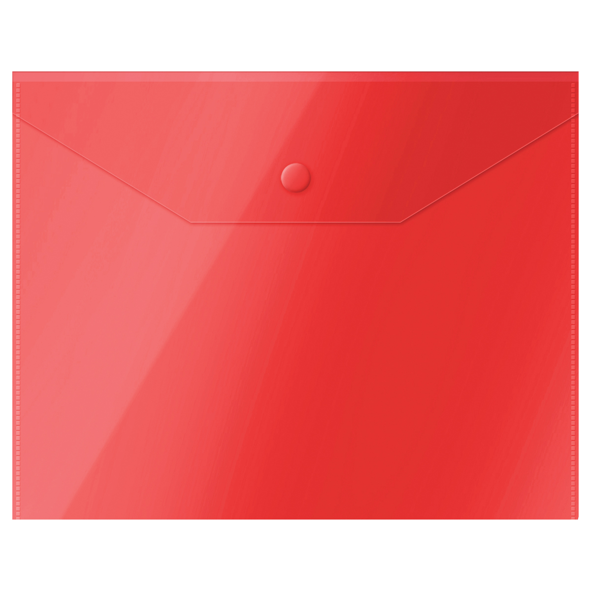 Папка-конверт на кнопке СТАММ А5 (190х240 мм), 150 мкм, пластик, прозрачная, красная, ММ-31905