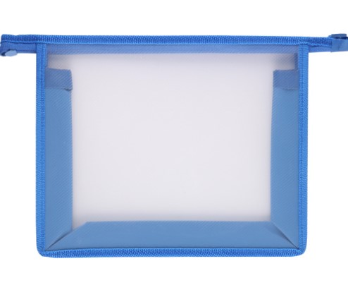 Папка для тетрадей А5 молния сверху, пластик, СИНЯЯ, ПМ-А5-00