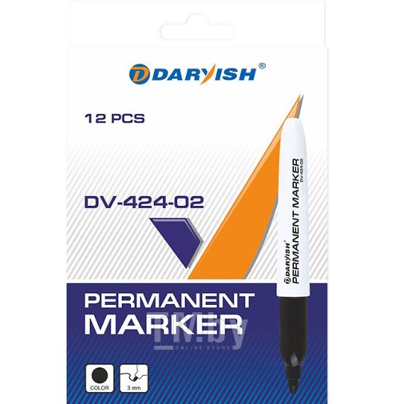 Маркер перманентный 'Darvish', 3 мм, цвет черный, DV-424-02