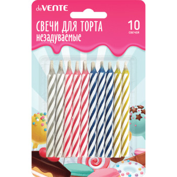 Набор свечей для торта deVENTE. НЕЗАДУВАЕМЫЕ 10 свечек 6x0,52 см 9060100