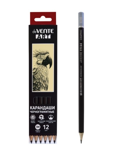Карандаш чернографитный 'deVENTE. Art' 3М, диаметр грифеля 2,45 мм, шестигранный, 5031408