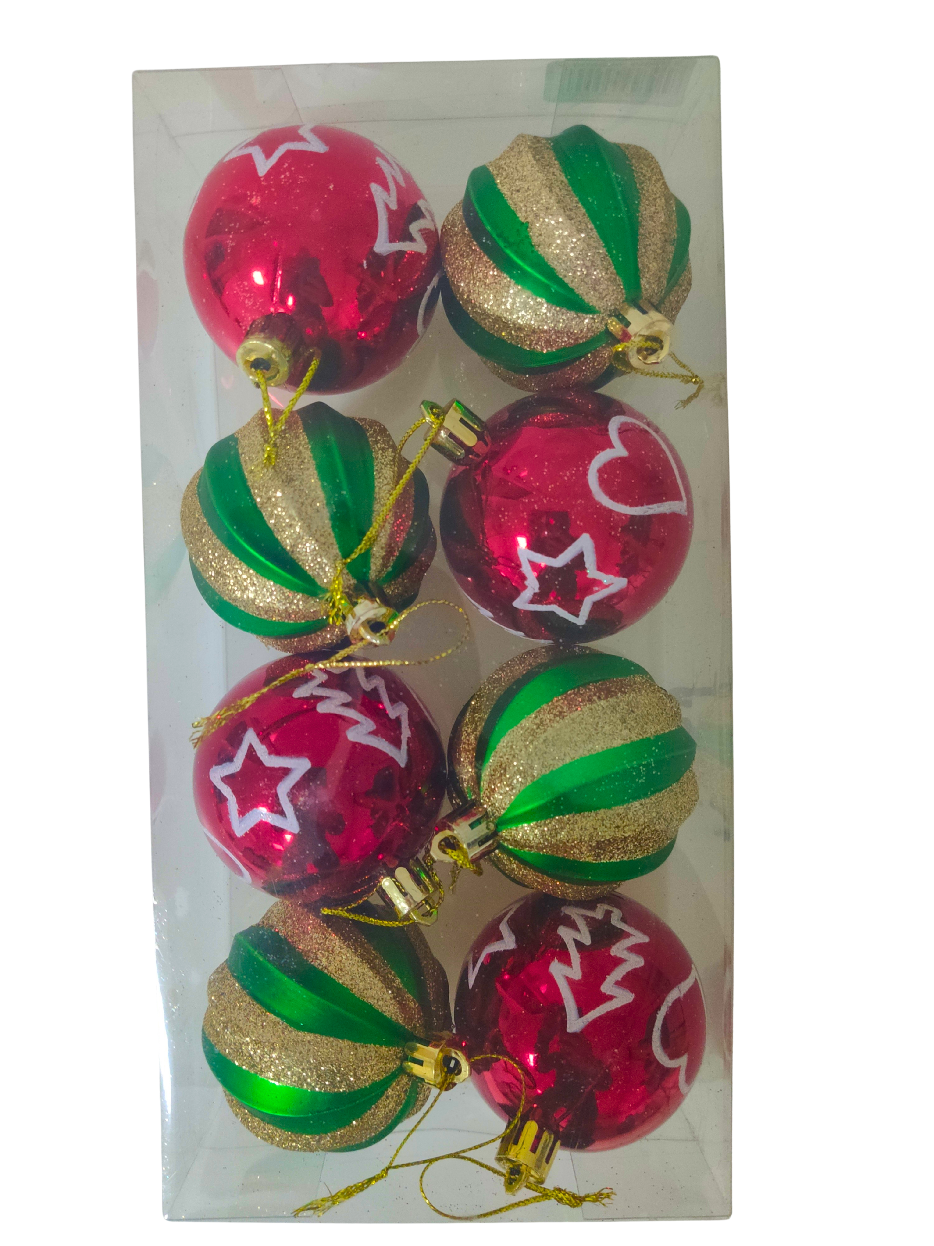 Набор новогодних шаров (8 шт/уп), цвета ассорти, 6163-2