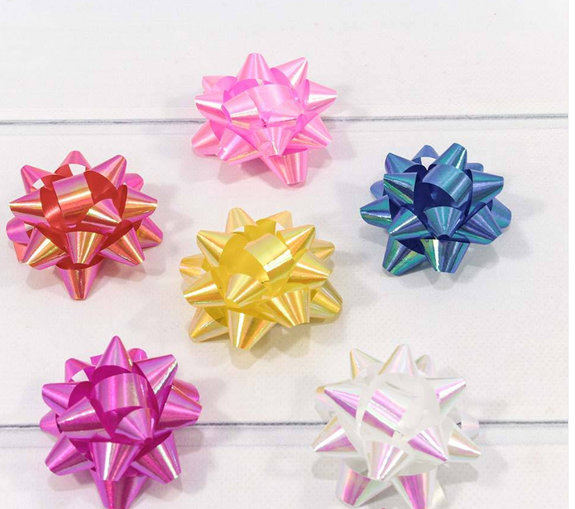 Бант-звезда 6,3 см на липучке перламутр (микс), 500558-25