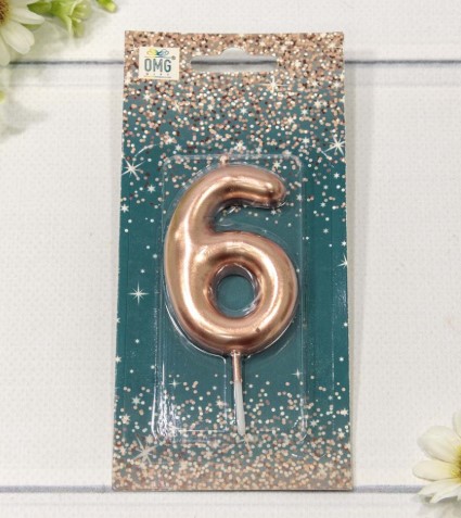 Свеча для торта Цифра 6 Бронзовый 6 см, OM20010-91
