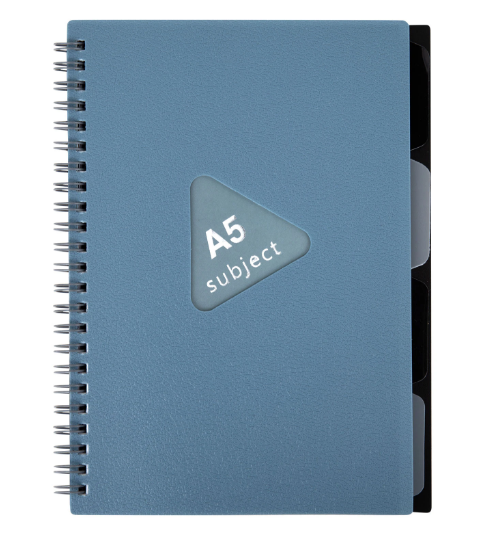 Тетрадь обложка пластик, А5 80 л., гребень, 4 разделителя, клетка, BRAUBERG, синий, 405368