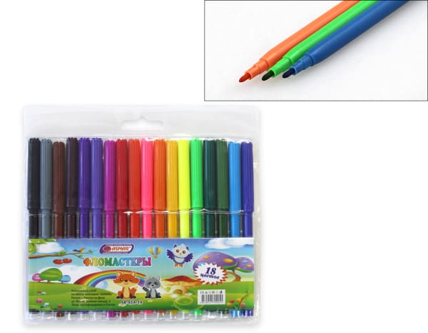 Фломастеры 18 цв , пластиковый блистер, европодвес AR-858-18