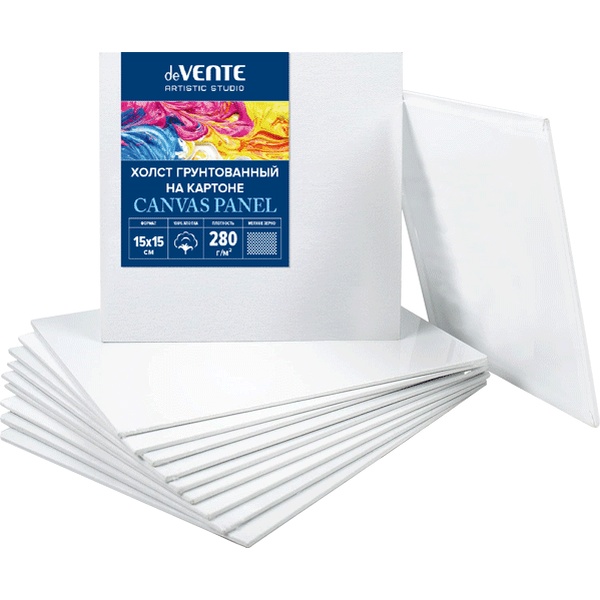 Холст на картоне 15x15 см грунтованный 'deVENTE. ARTISTIC STUDIO' 100% хлопок 280 г;м, 8150300