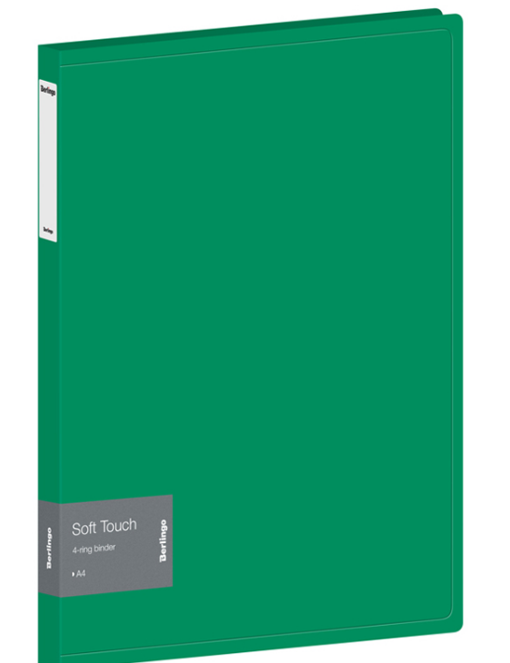 Папка на 4 кольцах Berlingo, 24 мм, 700 мкм, зеленая, D-кольца, с внутр. карманом, RB4_4D983
