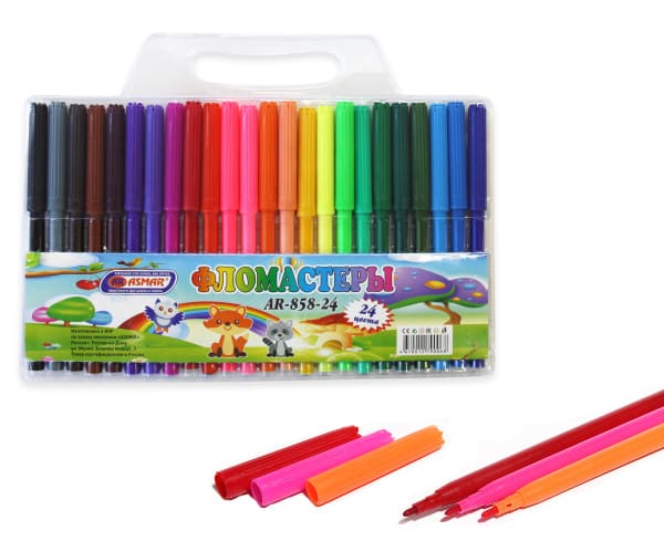 Фломастеры 24 цв , пластиковый блистер, европодвес, AR-858-24