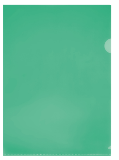 Папка-уголок СТАММ А4, 150 мкм, пластик, прозрачная, зеленая, ММ-32260