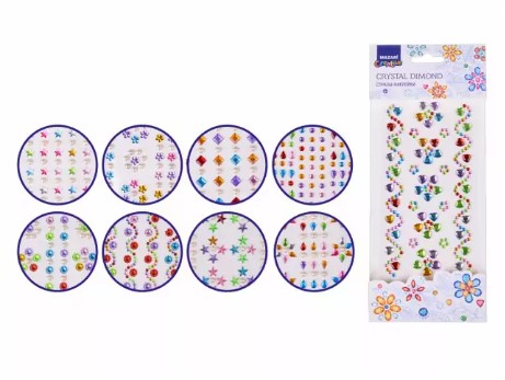 Стразы-наклейки, 16Х9 см, 12 дизайнов, ОПП-упаковка с европодвесом M-8802