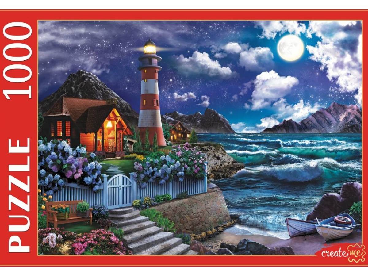ПАЗЛЫ 1000 элементов. НОЧНОЙ МАЯК, Ф1000-7137