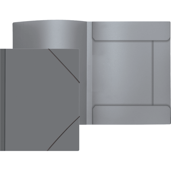 Папка с резинкой 'Attomex' A4, 450 мкм, фактура 'песок' угловая резинка, 3 клапана, серая, 3070403