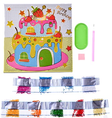 Алмазная мозаика с золотым тиснением ТОРТ, картонная основа 20x20 см, M-12170