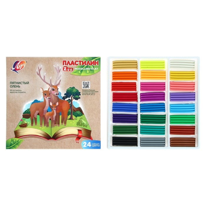 Пластилин 24 цв. Луч 'ZOO' 360 гр 30C 1809-08