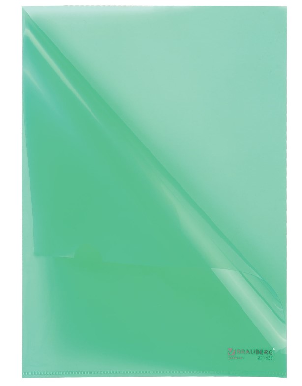 Папка-уголок 'BRAUBERG', 180 мкм, цвет зелёный, 221639
