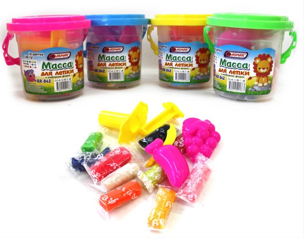 Масса для лепки ASMAR, с набором форм, 10 цв, 120 г, AR-842