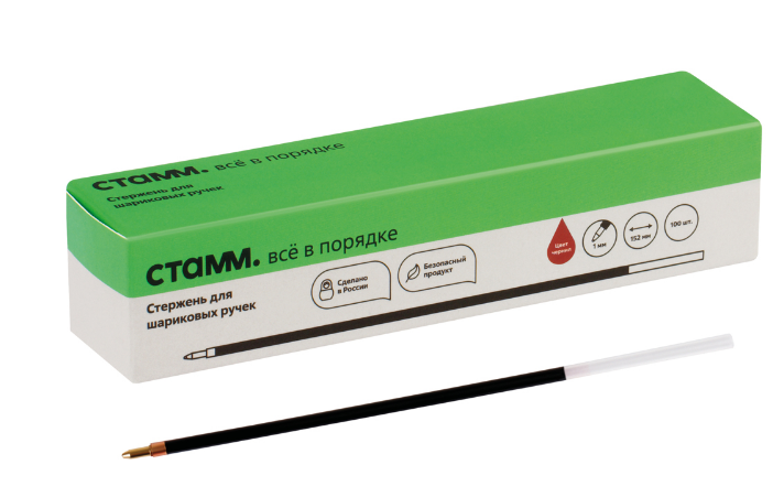 Стержень шариковый СТАММ красный, 152 мм, 1,0 мм, СТШ-30337