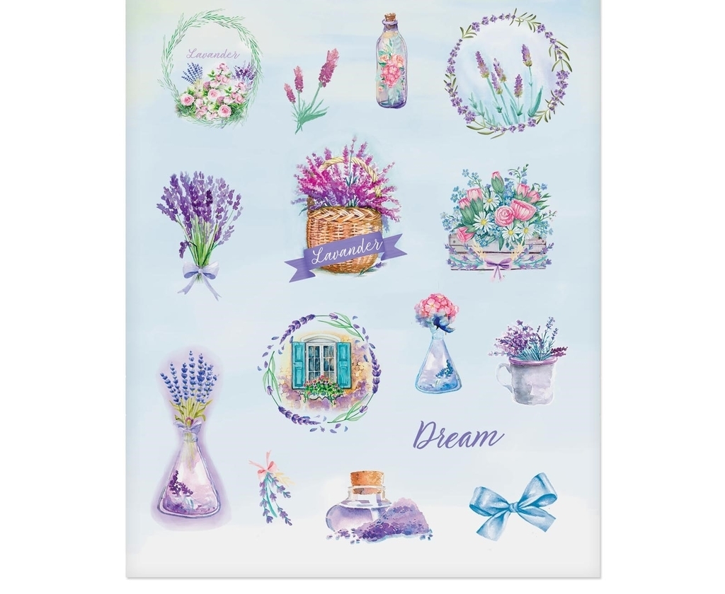 Наклейки бумажные 'Лавандовая фантазия', 11х16 см, 2834928