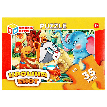 Крошка енот. Пазлы классические в кор. Пазл 35 деталей. 90х65х25 мм