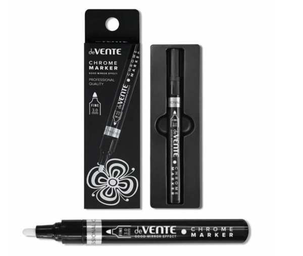 Маркер зеркальный 'deVENTE. Chrome' перманентный, круглый пластиковый корпус, пулевидный, 5044308