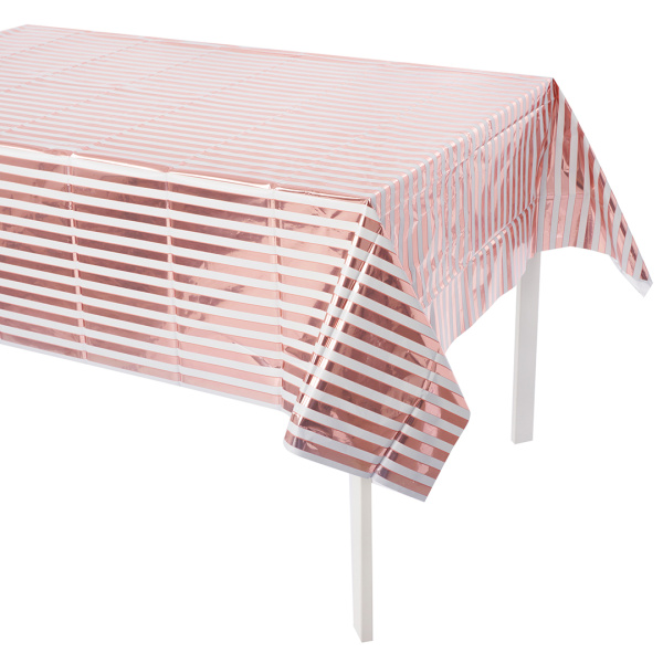 Скатерть одноразовая, Полосы Люкс, Розовое Золото, Металлик, 137х183 см, 6012123