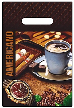 Пакет ПЭ с вырубной неусиленной ручкой 20х30см Американо, Интерпак, ВНР47672