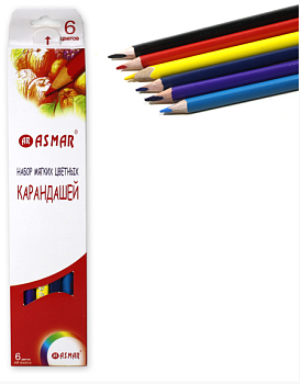 Набор мягких цветных карандашей, ASMAR, 6 цв, AR-9409-6 
