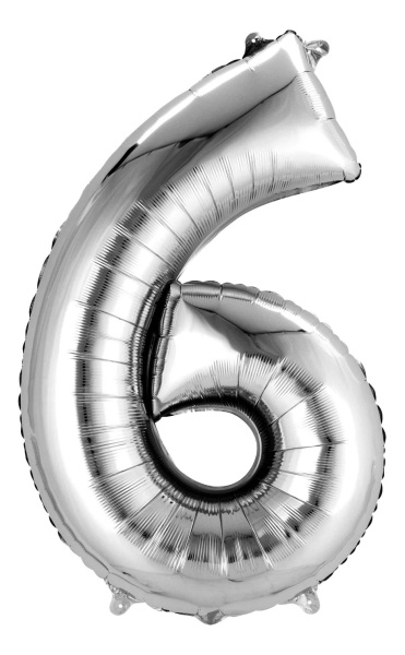 Шары фольга Цифры 40' Серебро '6' 100 см.