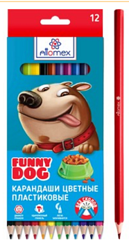 Карандаши цветные пластиковые 'Attomex. Funny Dog' 12 цветов, 2М, диаметр грифеля 2,5 мм, 5022342