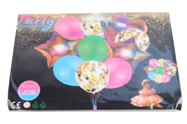 Набор шаров 'Ассорти-градиент-конфетти', 10 шт. в наборе (3 фольгир.+4 латекс.+3 с конф.), 5998