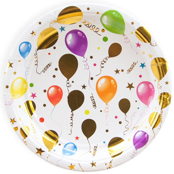 Тарелки (9'';23 см) Воздушные шарики, разноцветный металлик, (6 шт;уп), 6231910