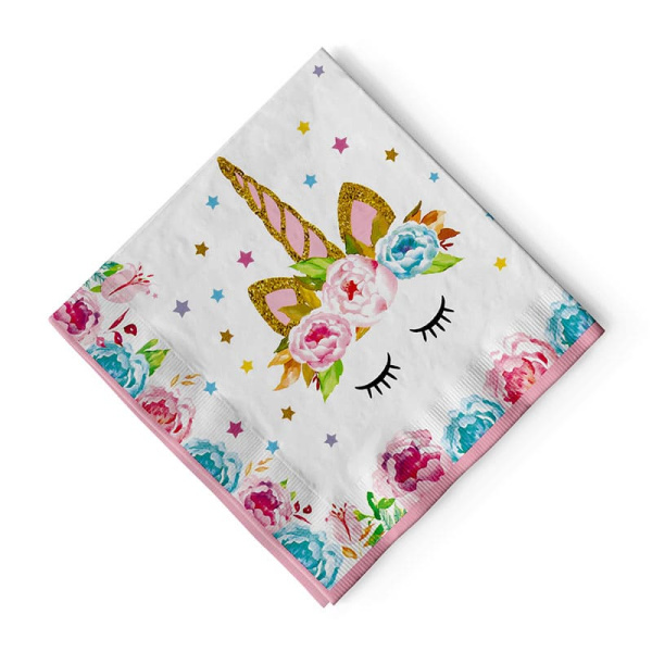 Салфетка Веселуха 'Голова Единорога' 33 см., 12 шт.;уп., европодвес, 703024