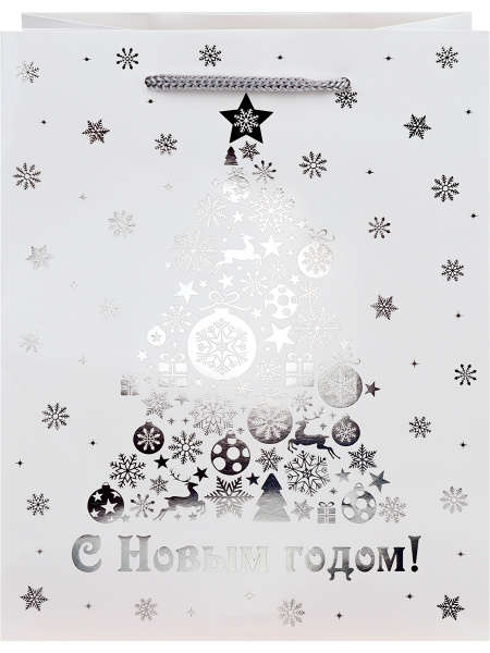 Пакет подарочный Dream Cards 'Новогоднее сияние' 18х23х10 см (М), мат. лам., тис. фольга, ПКП-6648