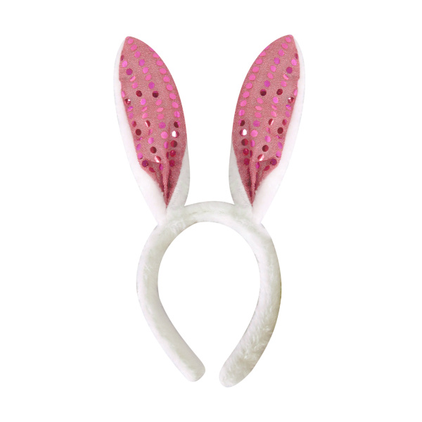 Ободок Зайка, с пайетками, Белый;Розовый, 1 шт. , 6230783