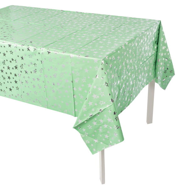 Скатерть одноразовая, Звезды Люкс, Мятный;Серебро, Металлик, 137х183 см, 6233582