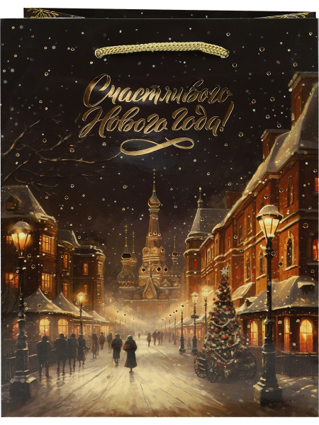 Пакет подарочный Dream Cards 'Сияние города' 18х23х10 см (М), мат. лам., тис. фольга, ПКП-6650